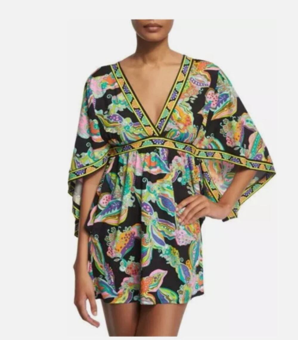 Trina Turk Sea Garden Tunic Swim Cover Up Medium Beachy Resort Vacation